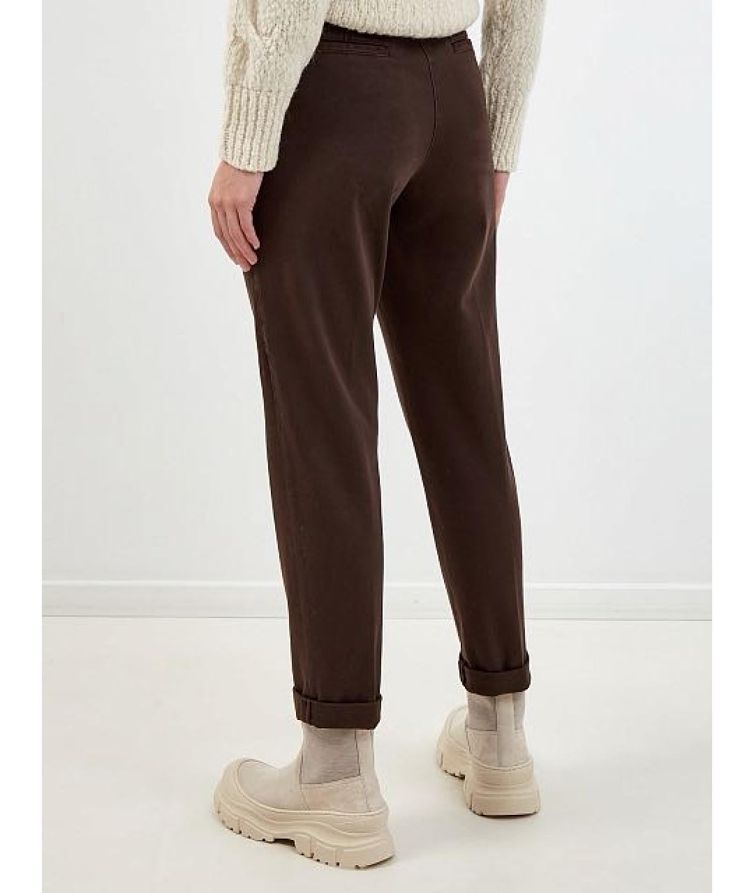 PESERICO Коричневые хлопко-эластановые прямые джинсы, фото 4