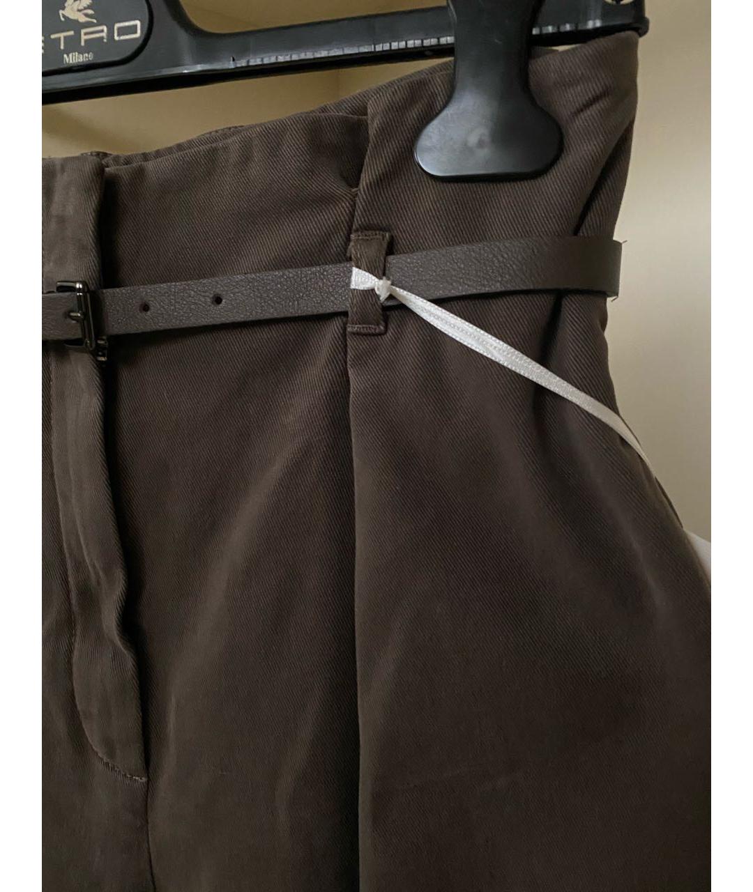 PESERICO Коричневые хлопко-эластановые прямые джинсы, фото 7