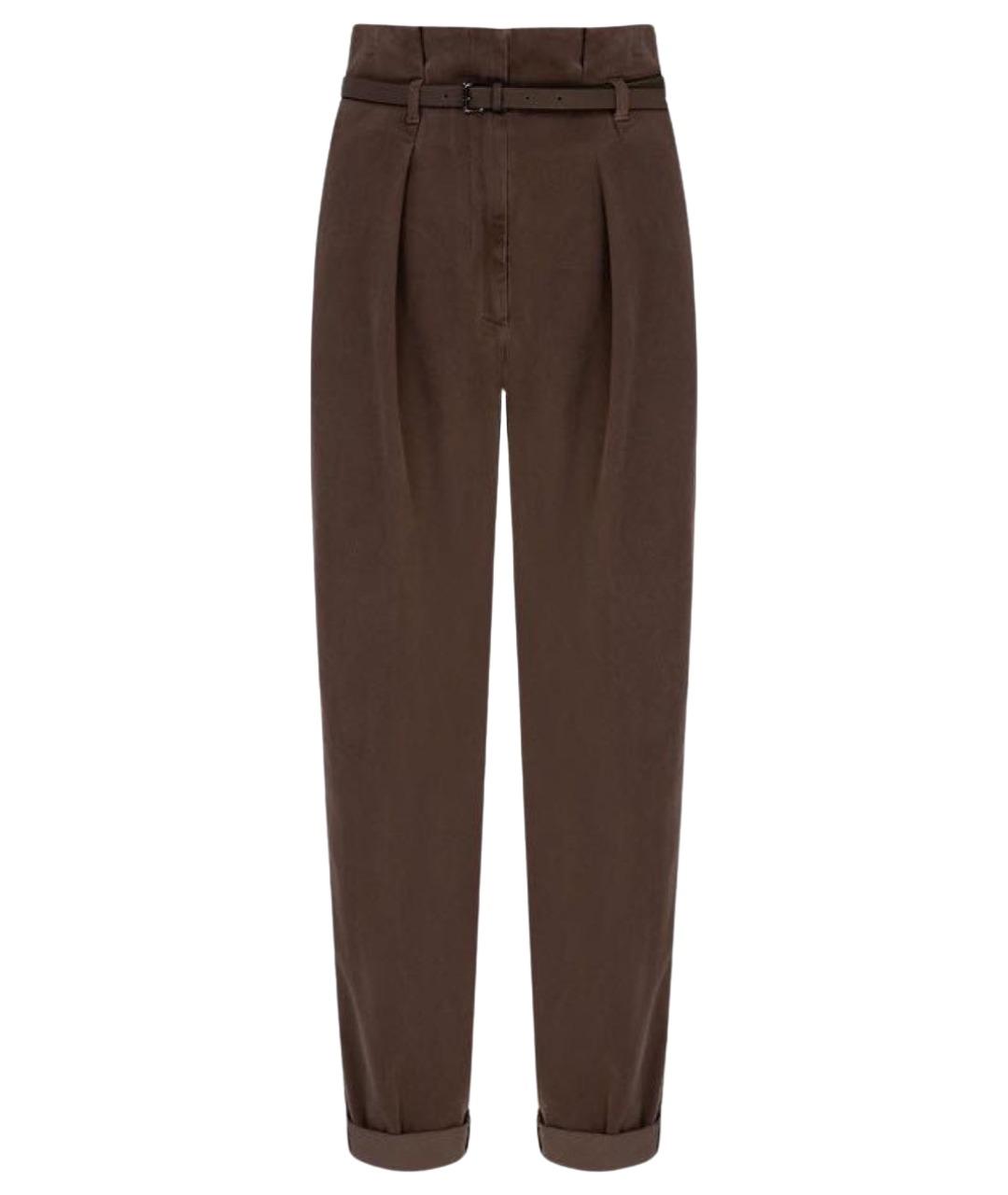 PESERICO Коричневые хлопко-эластановые прямые джинсы, фото 1