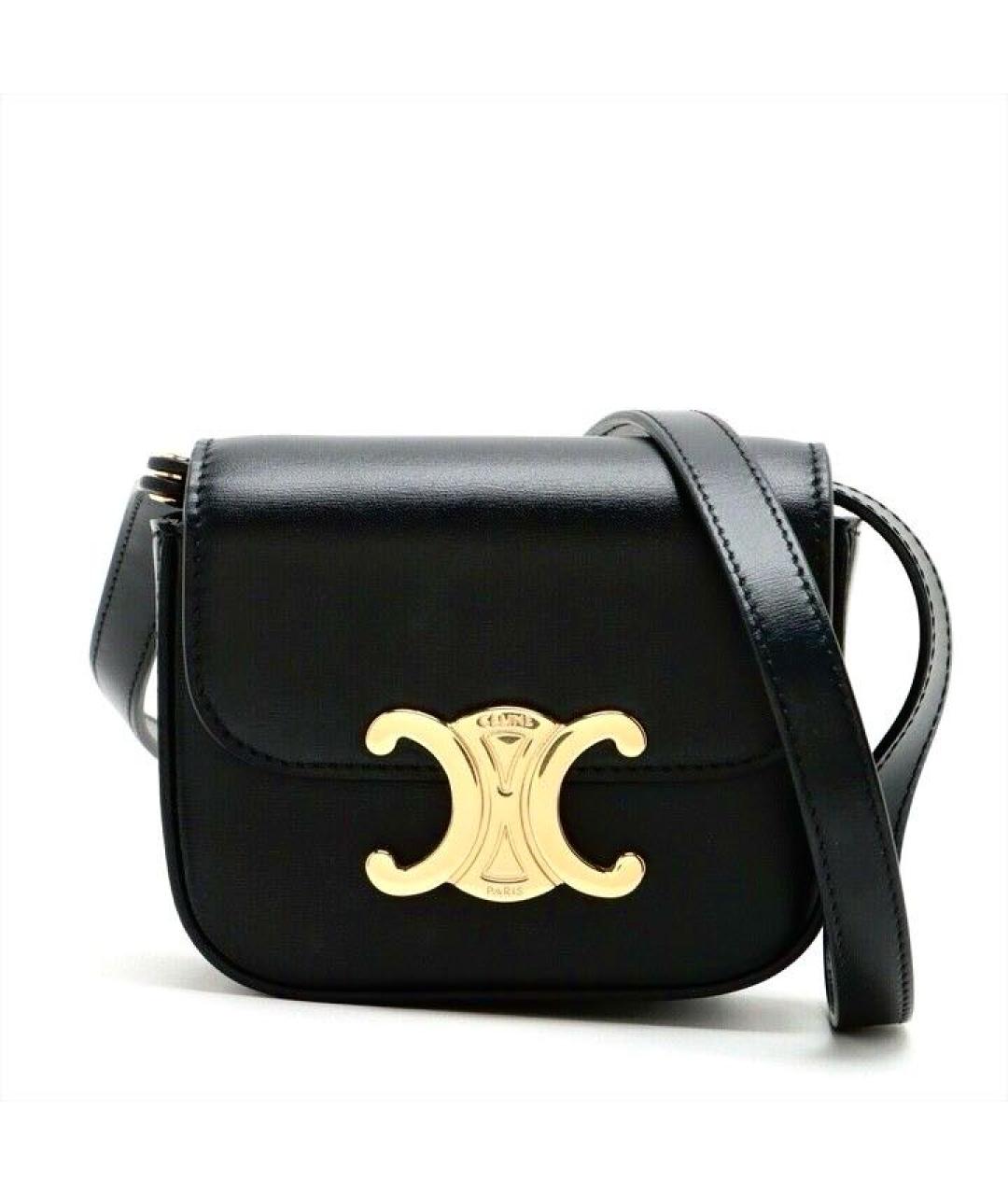 CELINE Черная кожаная сумка через плечо, фото 6