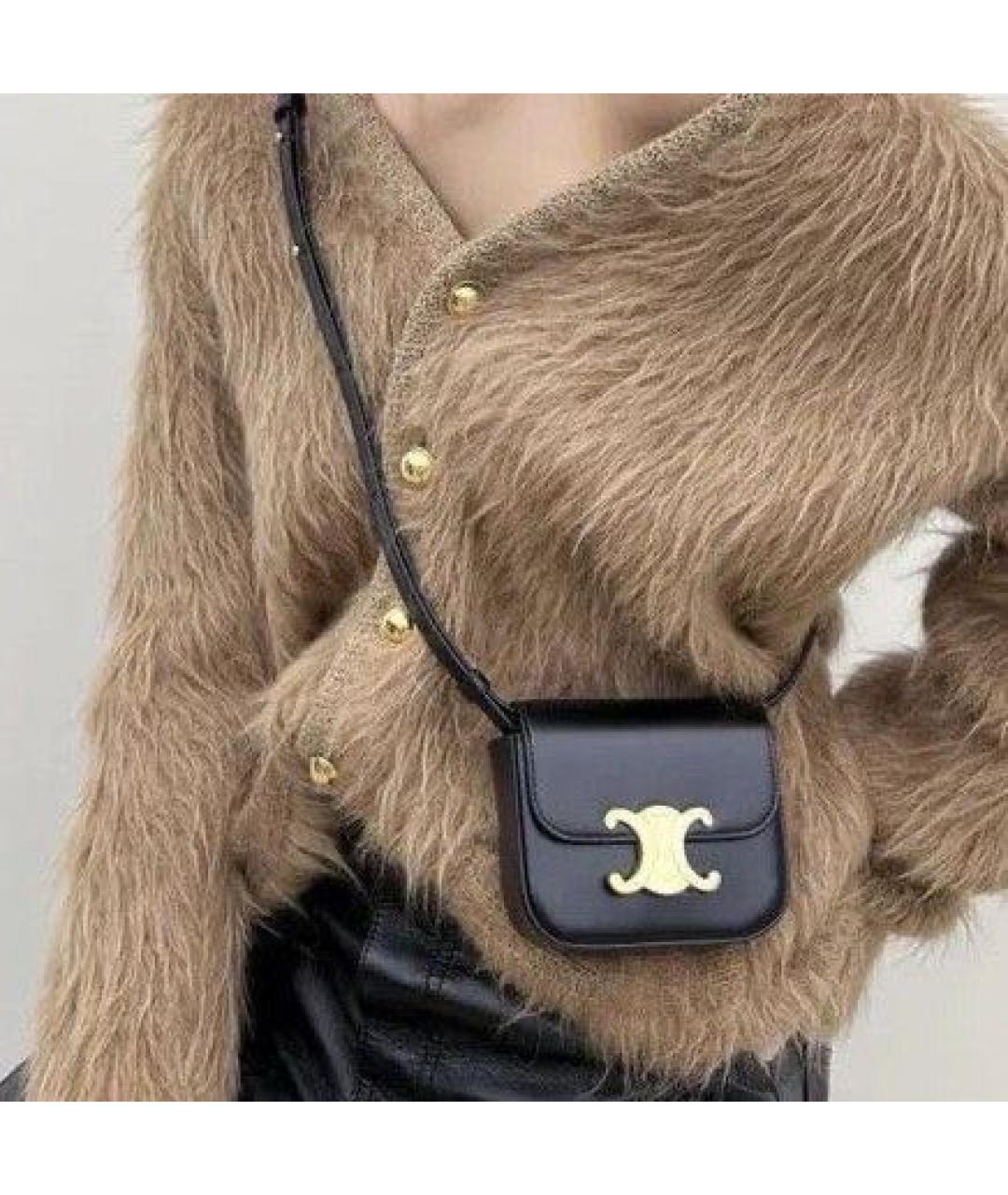 CELINE Черная кожаная сумка через плечо, фото 4