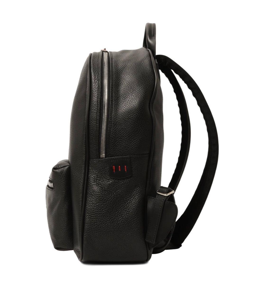 KITON Черный кожаный рюкзак, фото 2