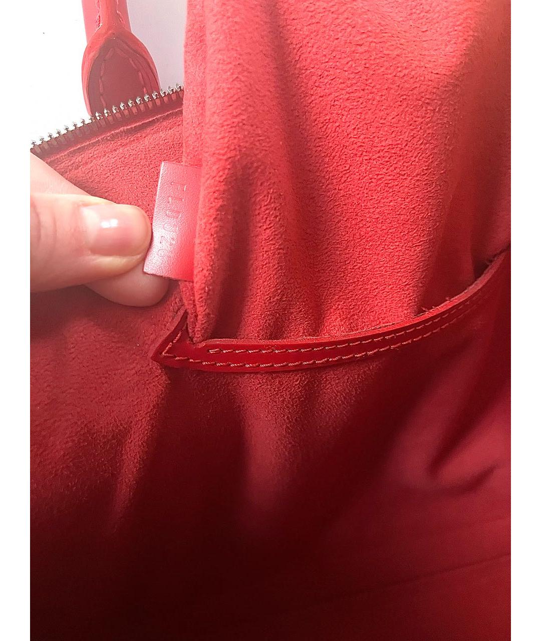LOUIS VUITTON Красная кожаная сумка с короткими ручками, фото 8