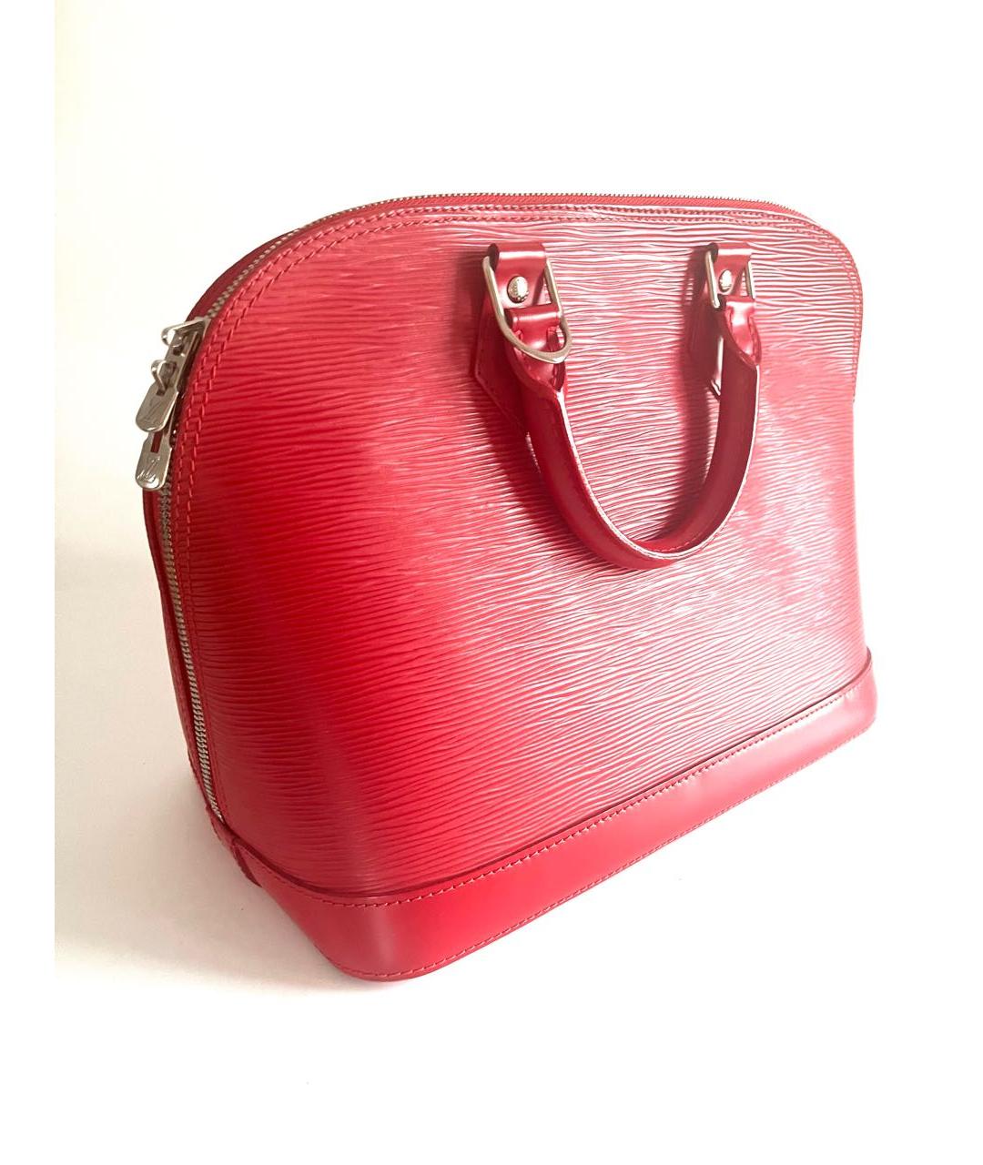 LOUIS VUITTON Красная кожаная сумка с короткими ручками, фото 3