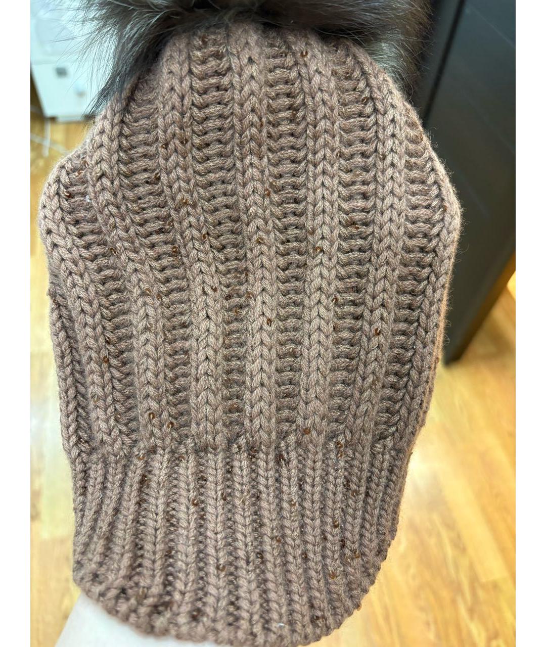 BRUNELLO CUCINELLI Коричневая кашемировая шапка, фото 4