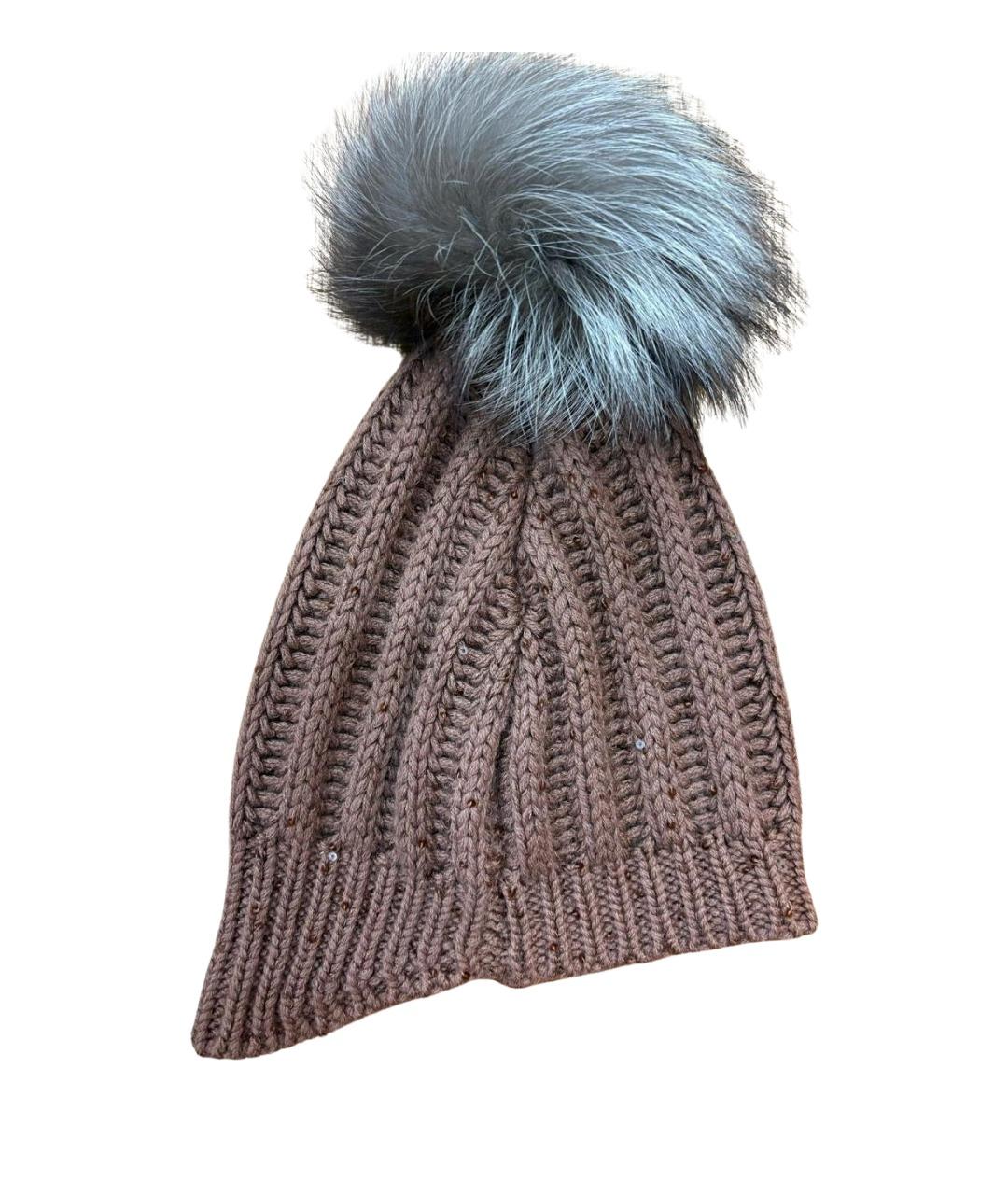 BRUNELLO CUCINELLI Коричневая кашемировая шапка, фото 1