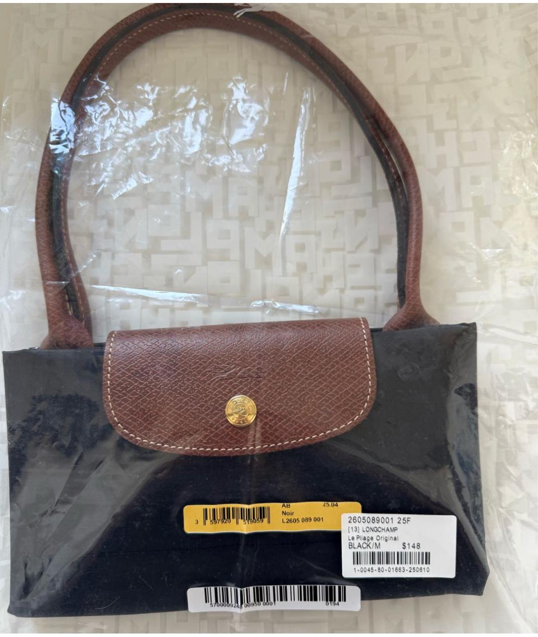 LONGCHAMP Черная тканевая сумка тоут, фото 3