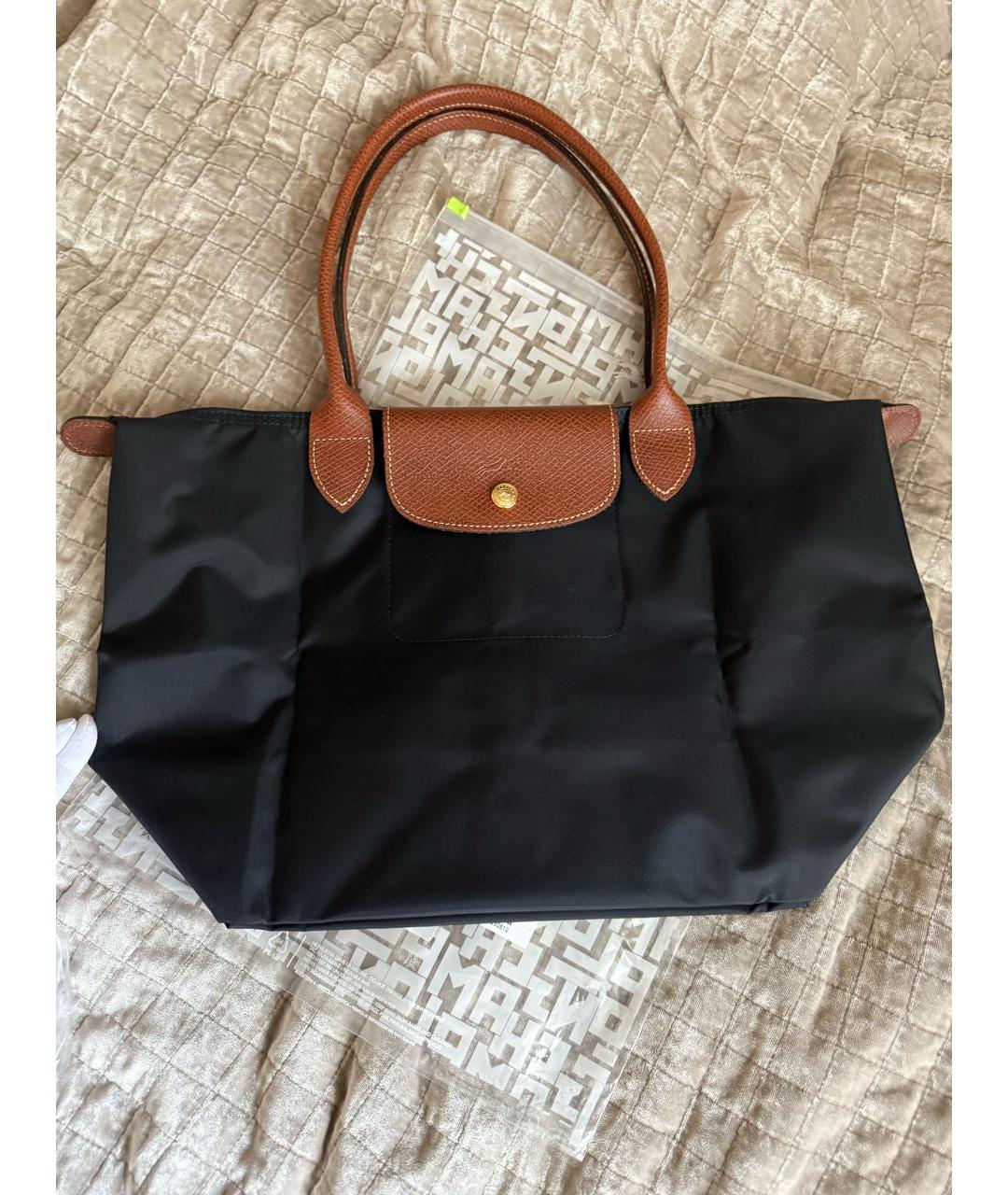 LONGCHAMP Черная тканевая сумка тоут, фото 6