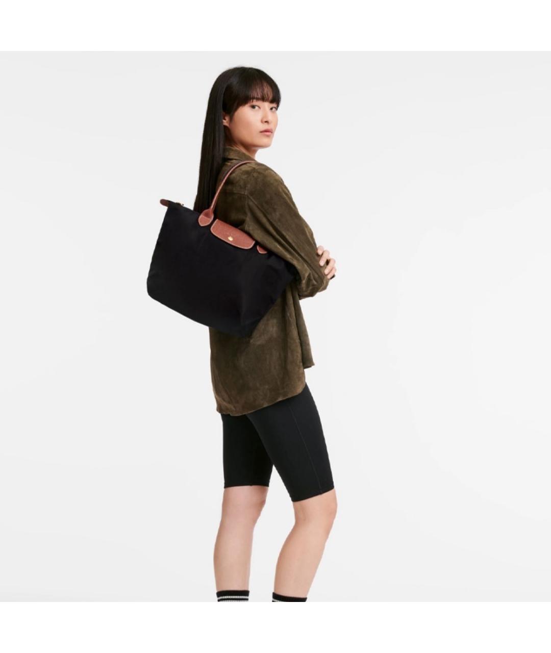 LONGCHAMP Черная тканевая сумка тоут, фото 2