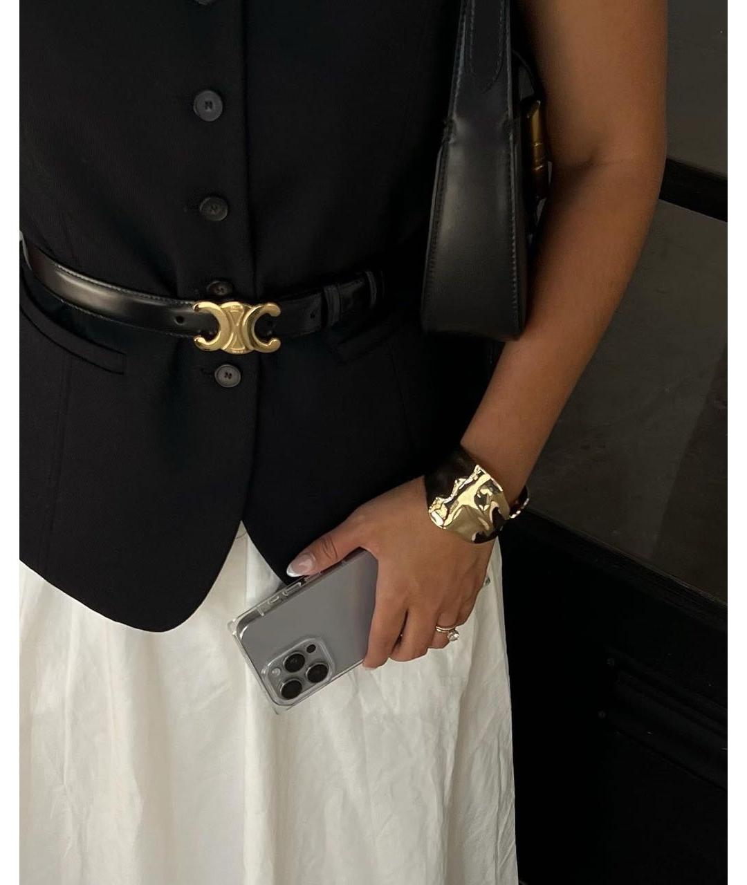 CELINE Черный кожаный ремень, фото 3