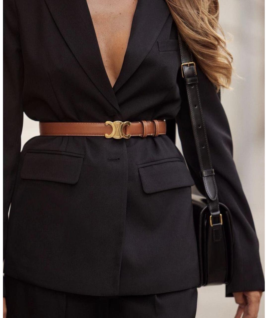 CELINE Черный кожаный ремень, фото 4