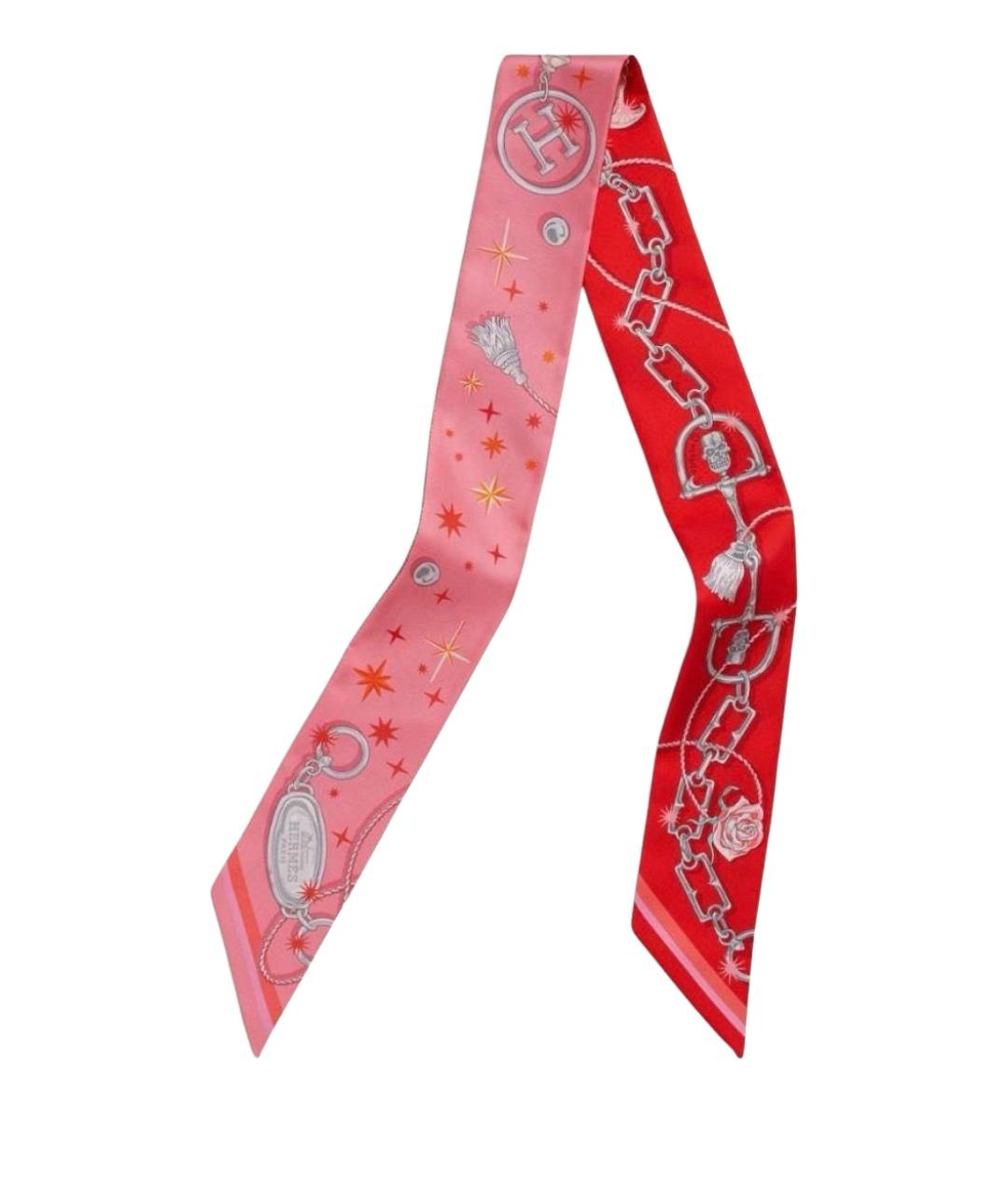 HERMES Красный шелковый платок, фото 1