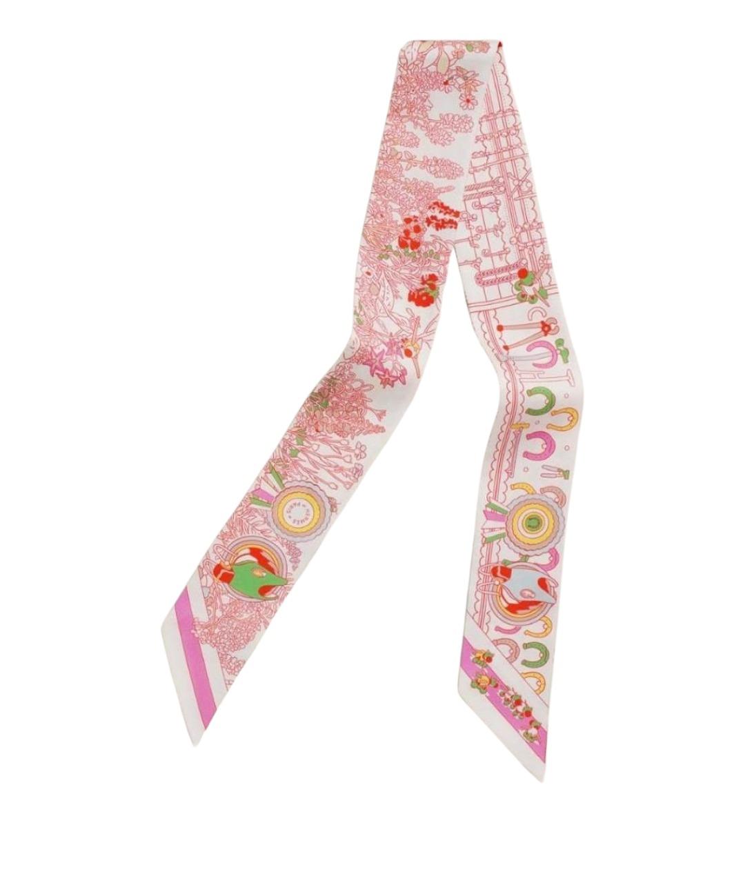 HERMES Розовый шелковый платок, фото 1