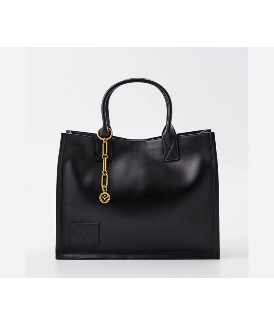 SANDRO Черная кожаная сумка тоут, фото 6