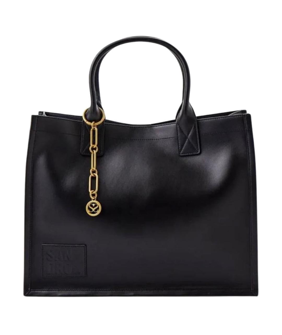 SANDRO Черная кожаная сумка тоут, фото 1