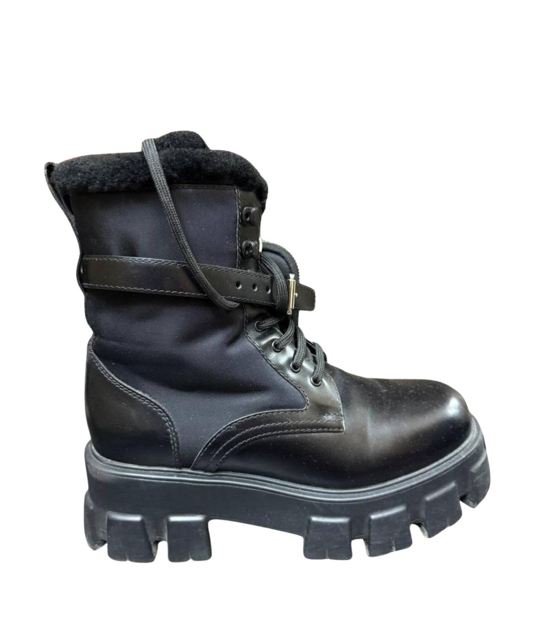 PRADA Черные кожаные ботинки, фото 1