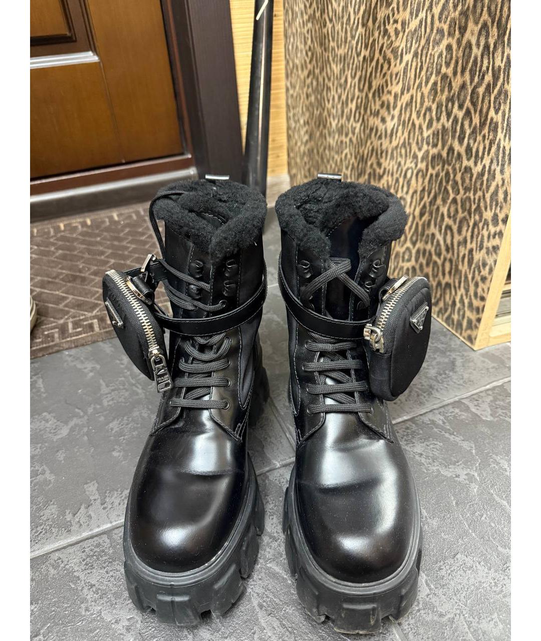 PRADA Черные кожаные ботинки, фото 2