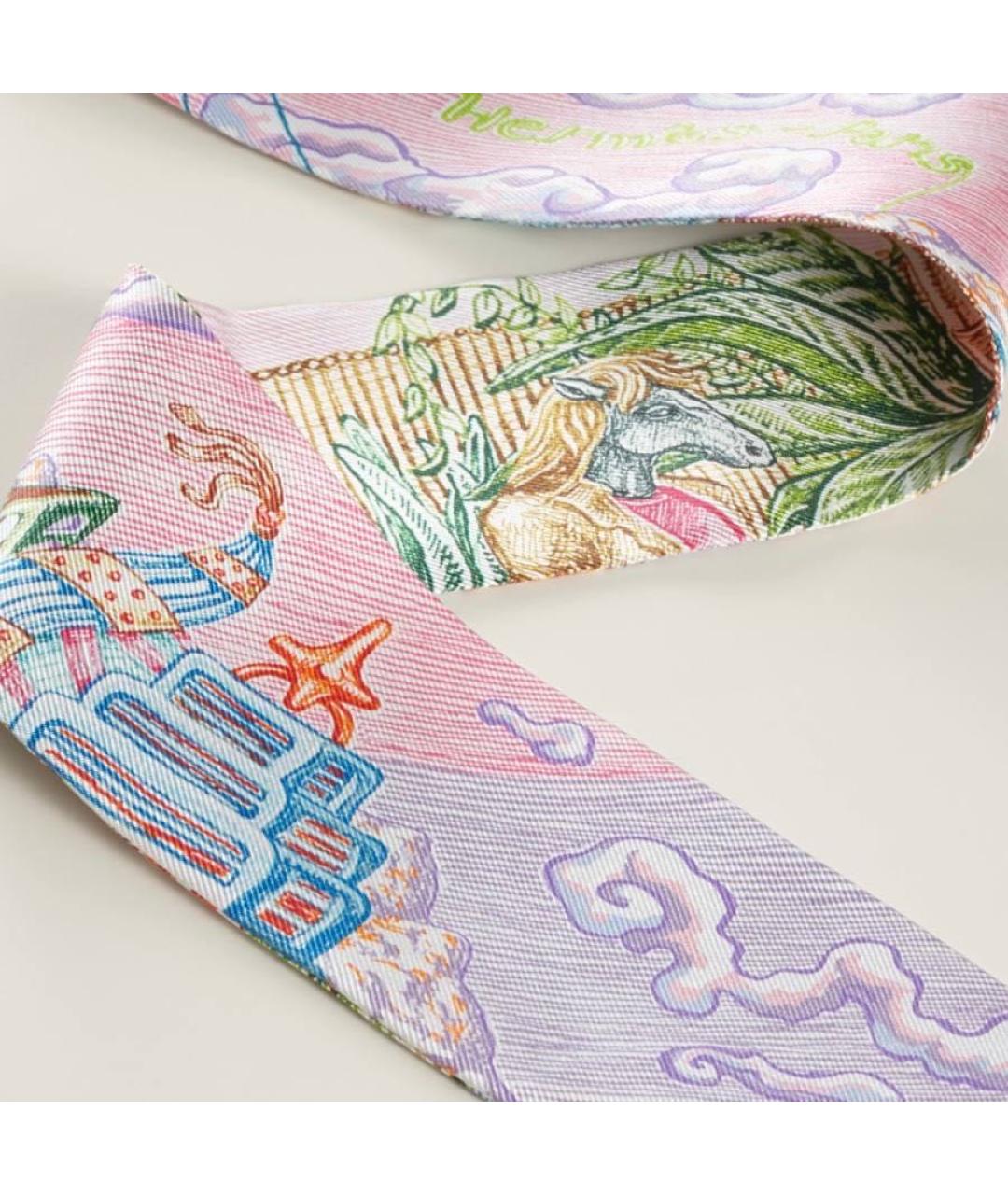 HERMES Розовый шелковый платок, фото 2