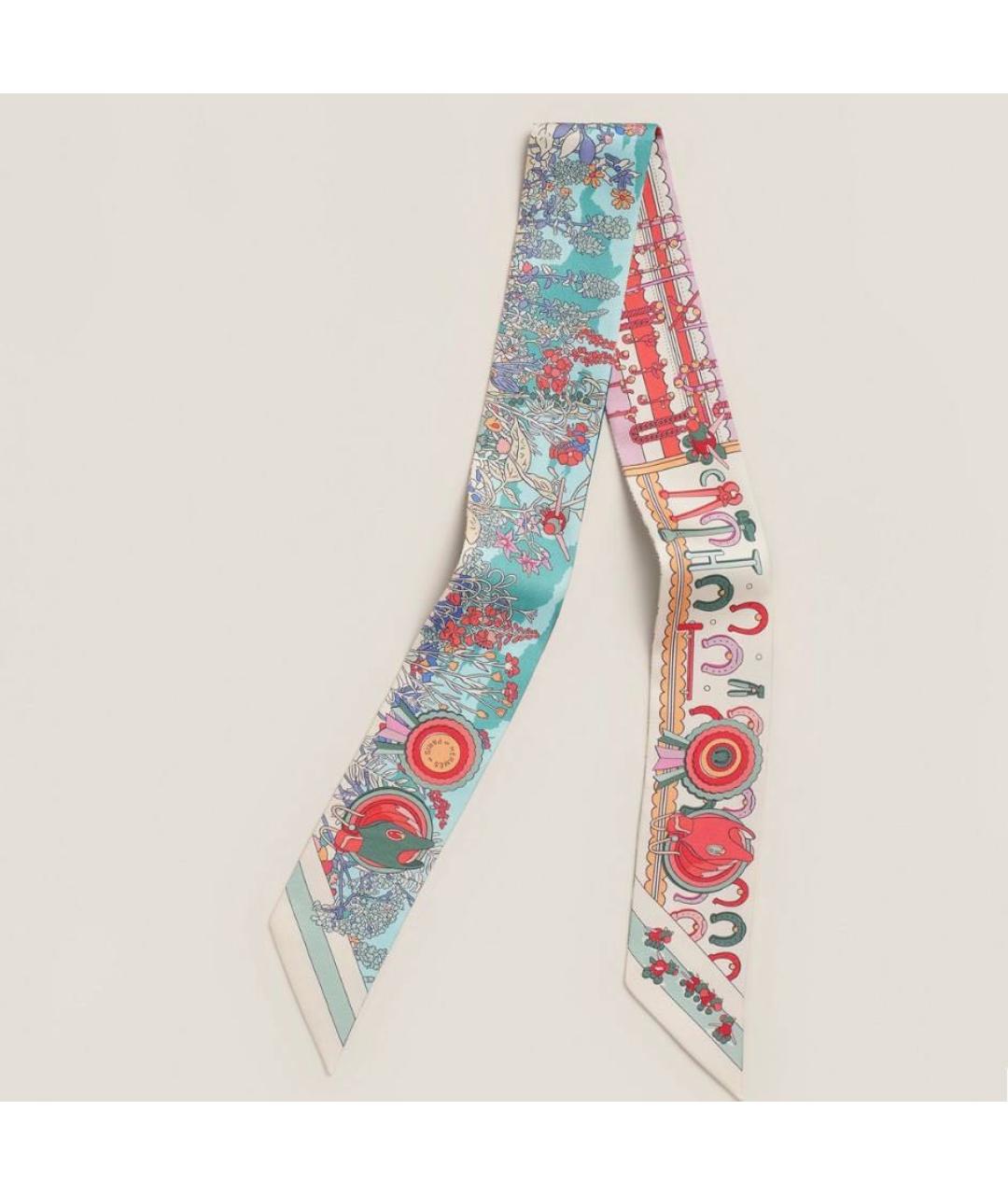 HERMES Розовый шелковый платок, фото 3