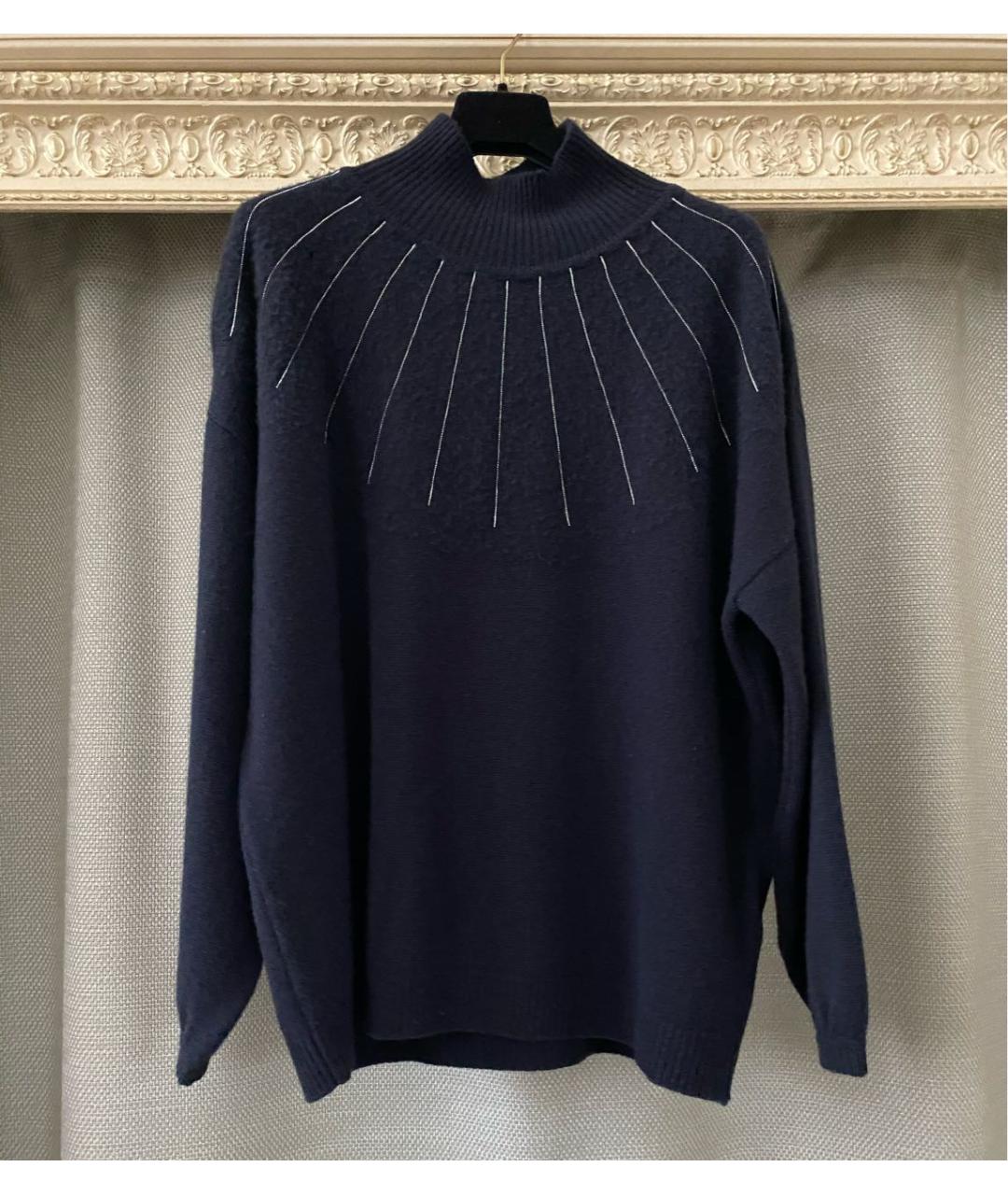 PESERICO Темно-синий шерстяной джемпер / свитер, фото 4