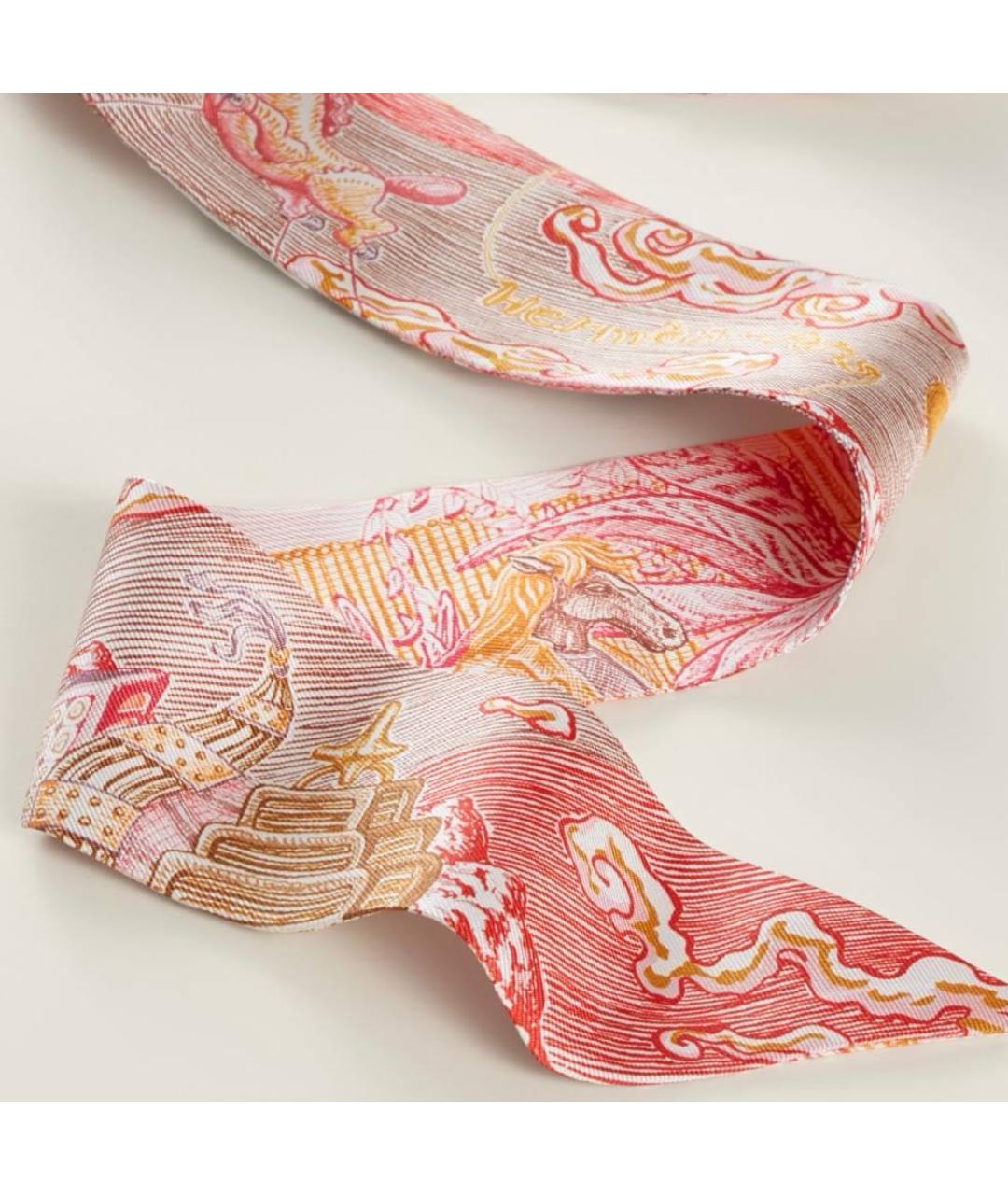 HERMES Розовый шелковый платок, фото 2