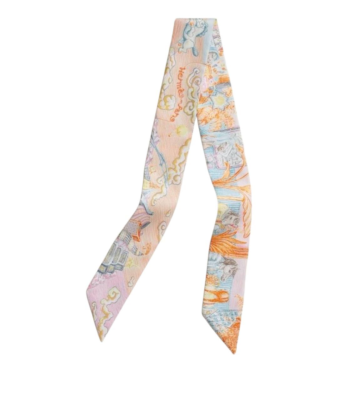 HERMES Розовый шелковый платок, фото 1