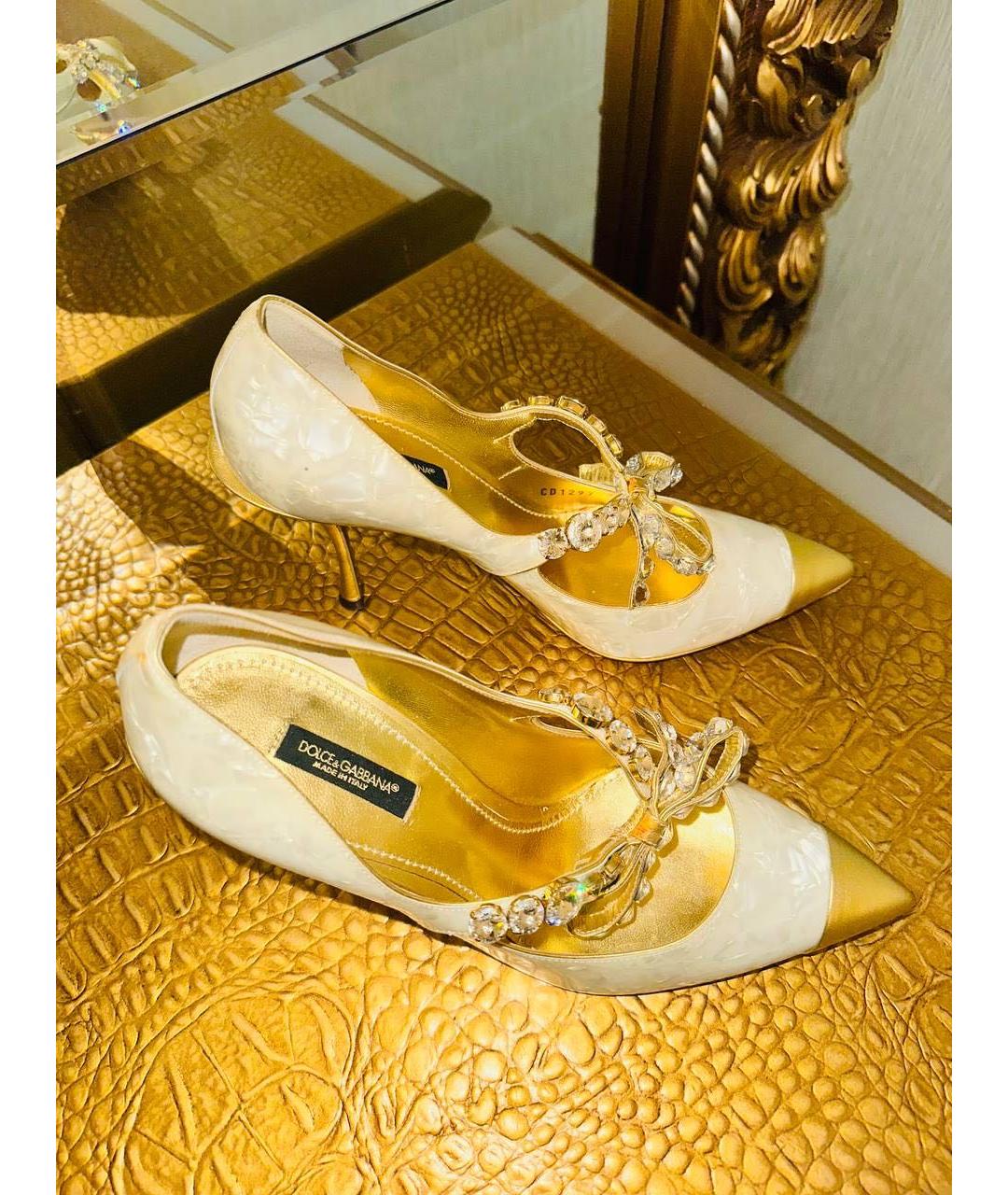 DOLCE&GABBANA Бежевые кожаные туфли, фото 3