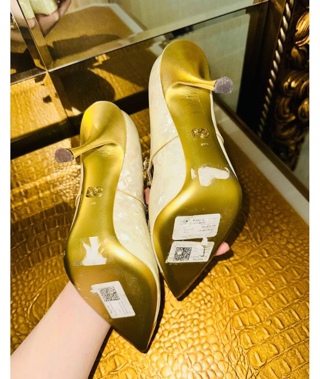 DOLCE&GABBANA Бежевые кожаные туфли, фото 5