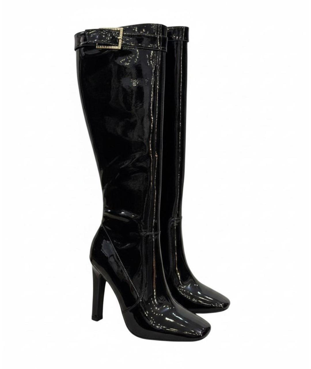 SAINT LAURENT Черные сапоги из лакированной кожи, фото 2