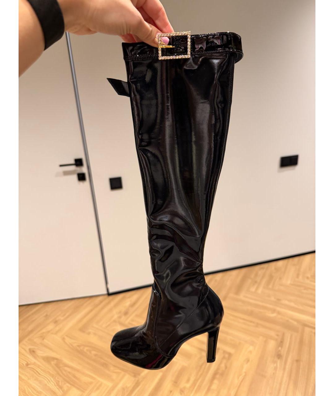 SAINT LAURENT Черные сапоги из лакированной кожи, фото 3