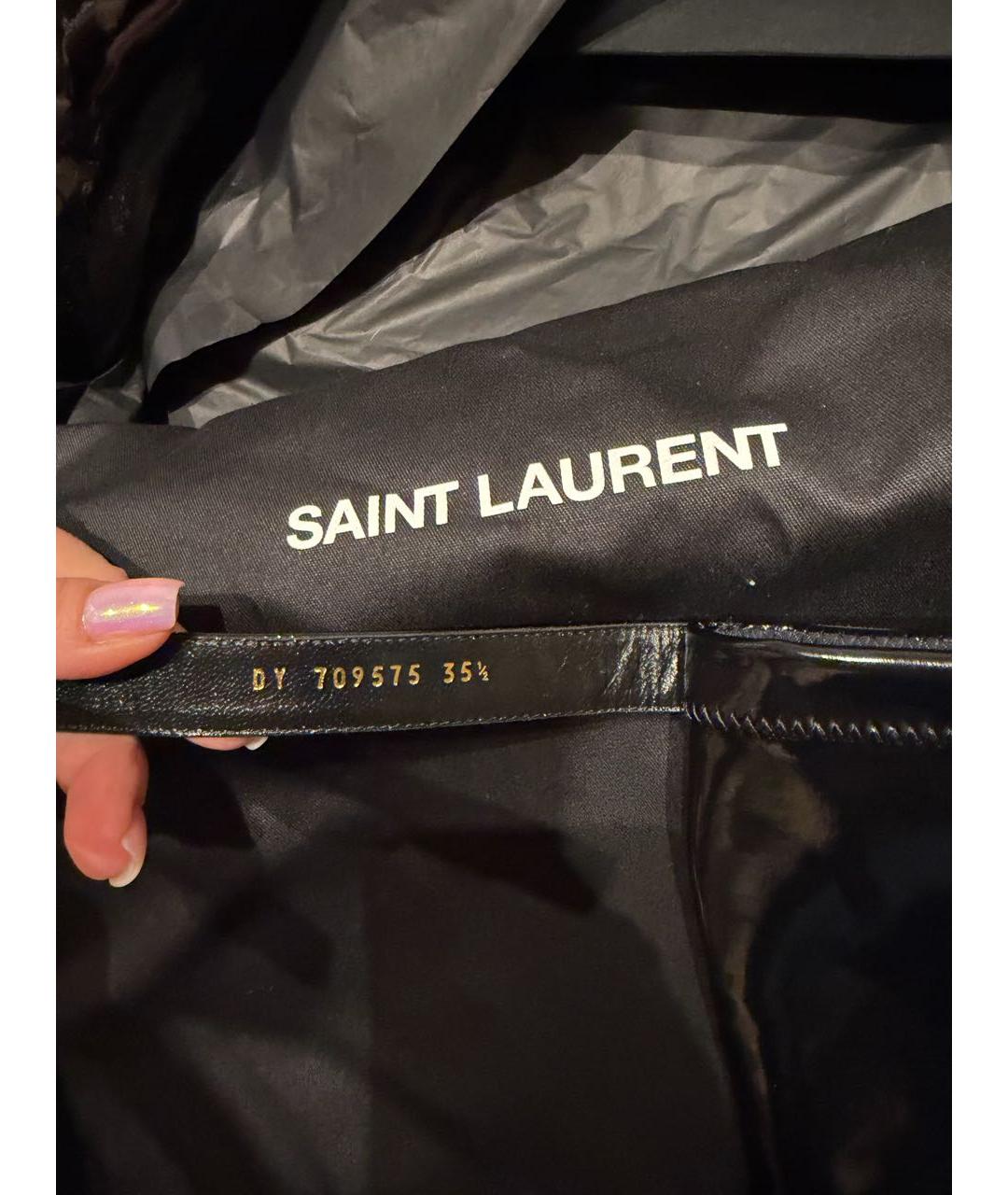 SAINT LAURENT Черные сапоги из лакированной кожи, фото 5