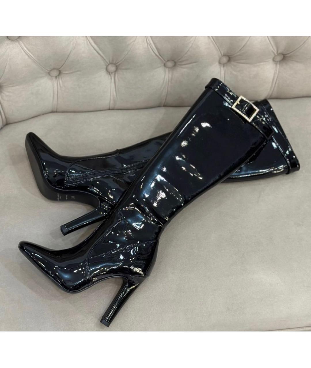 SAINT LAURENT Черные сапоги из лакированной кожи, фото 8