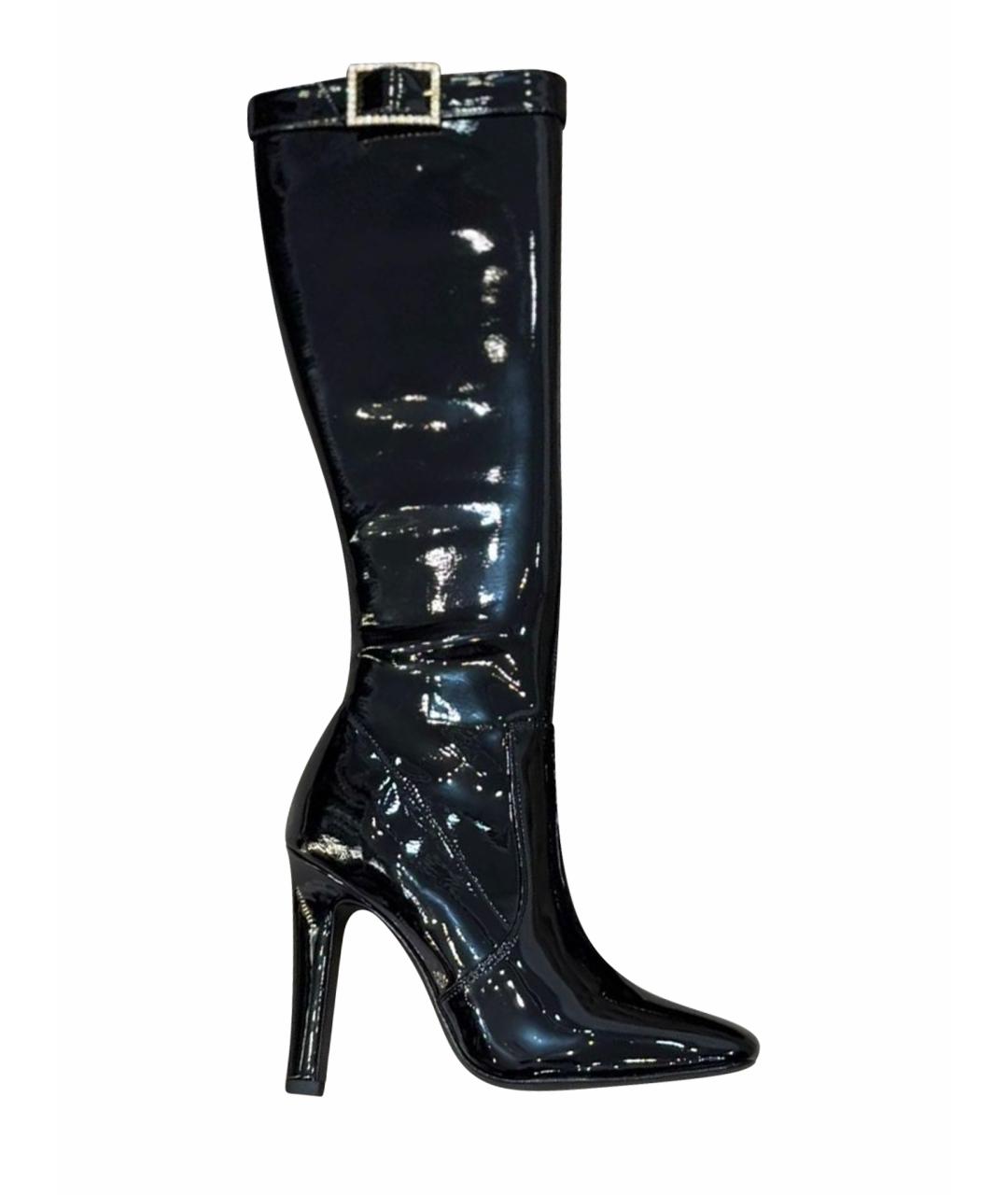 SAINT LAURENT Черные сапоги из лакированной кожи, фото 1