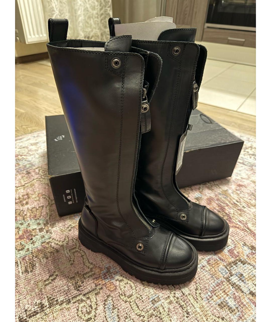 ARMANI EXCHANGE Черные кожаные сапоги, фото 2