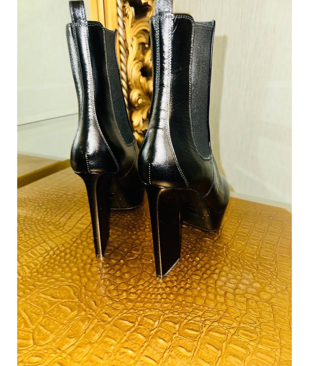 SAINT LAURENT Черные кожаные ботильоны, фото 3