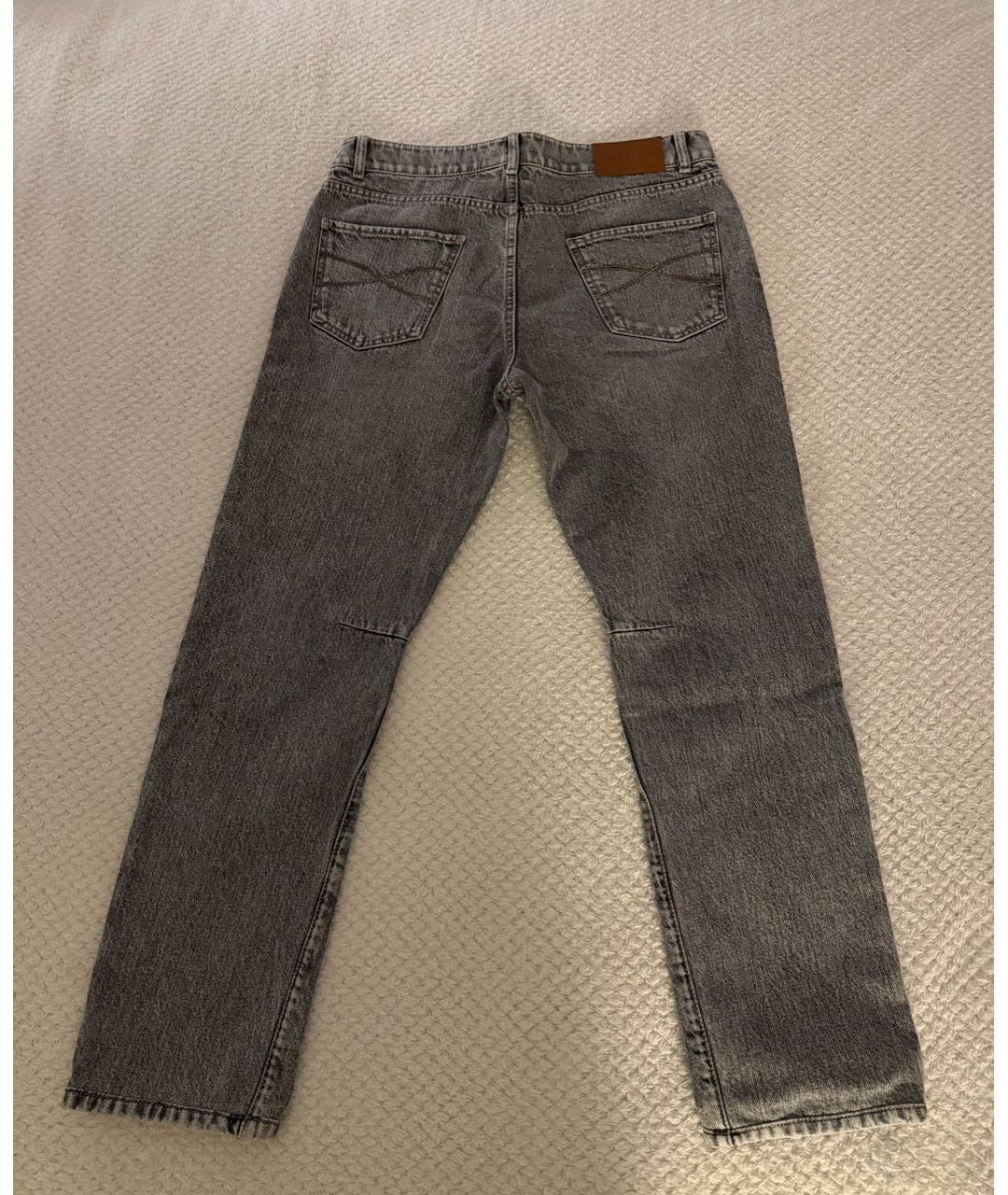 BRUNELLO CUCINELLI Голубые хлопковые прямые джинсы, фото 2