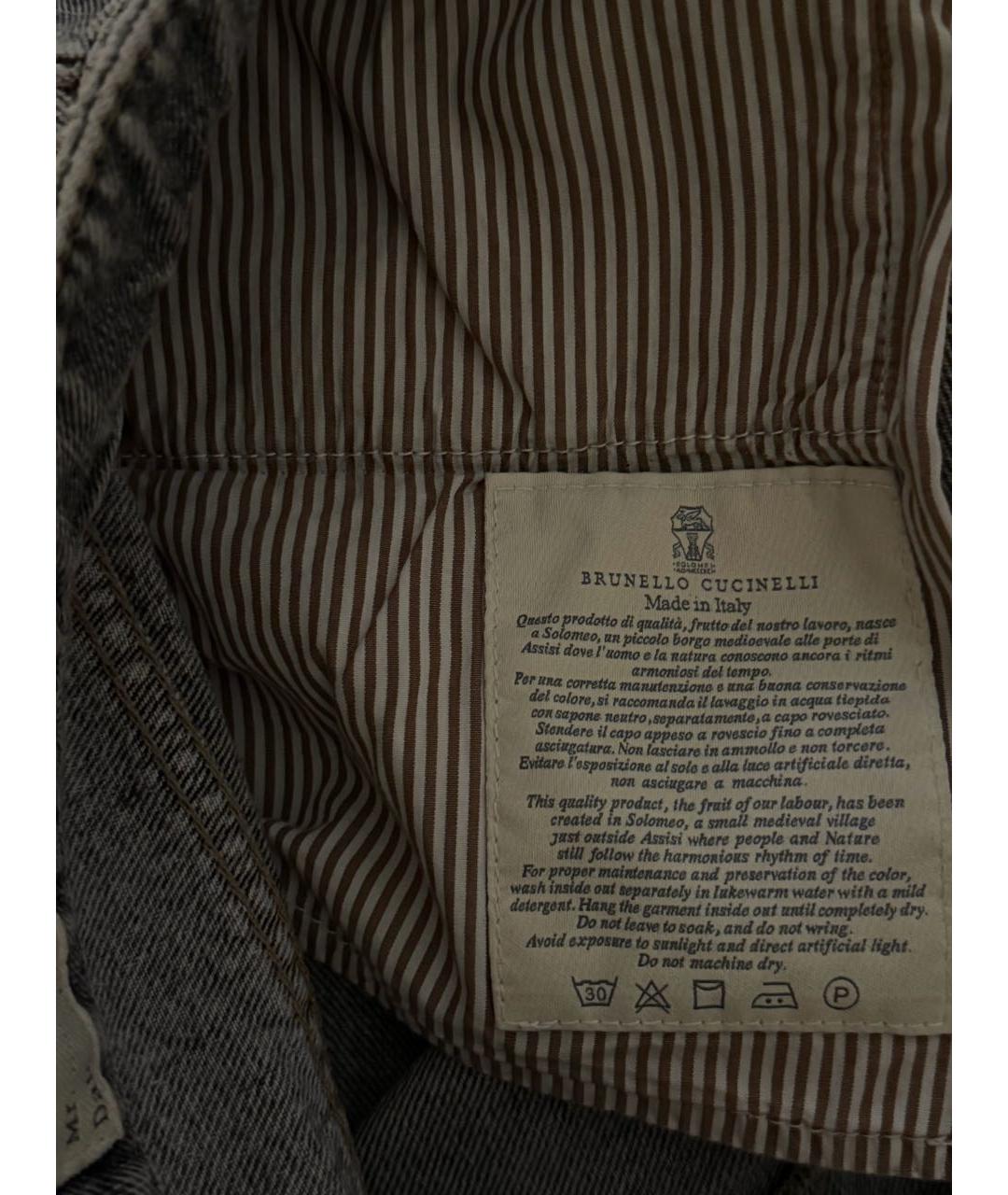BRUNELLO CUCINELLI Голубые хлопковые прямые джинсы, фото 5