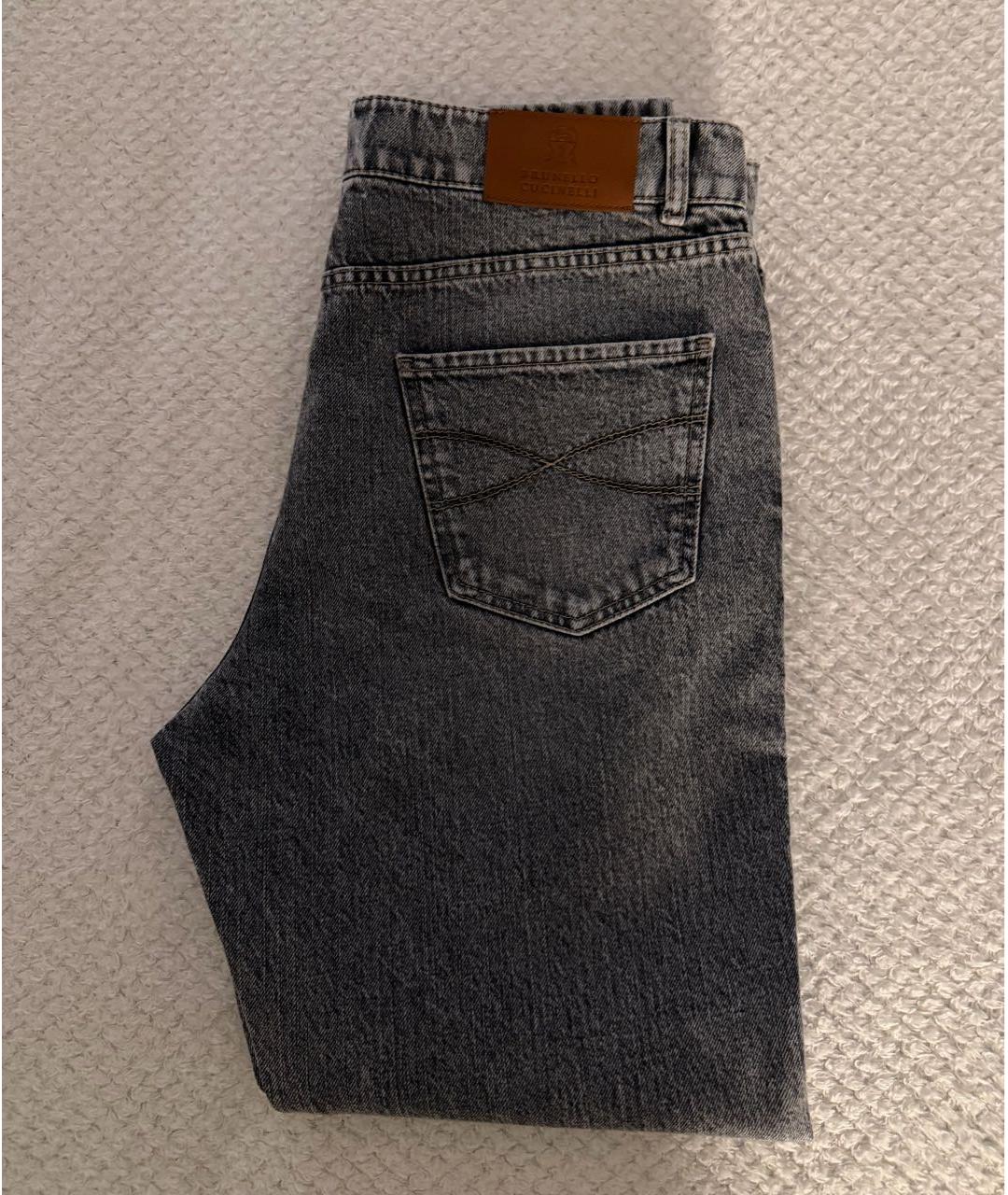 BRUNELLO CUCINELLI Голубые хлопковые прямые джинсы, фото 7