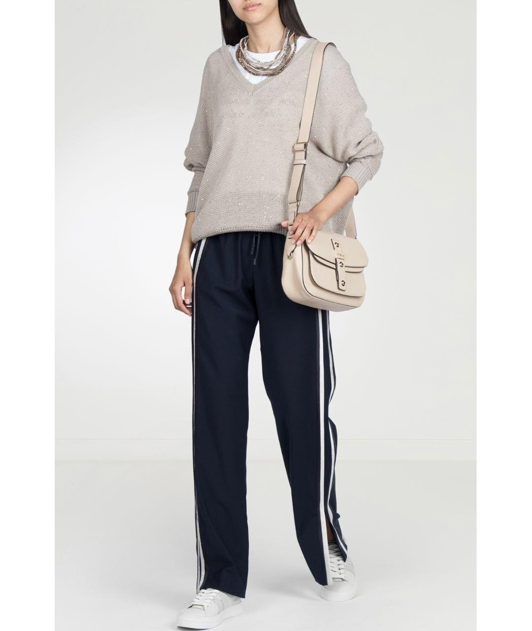 PESERICO Темно-синие шерстяные прямые брюки, фото 2