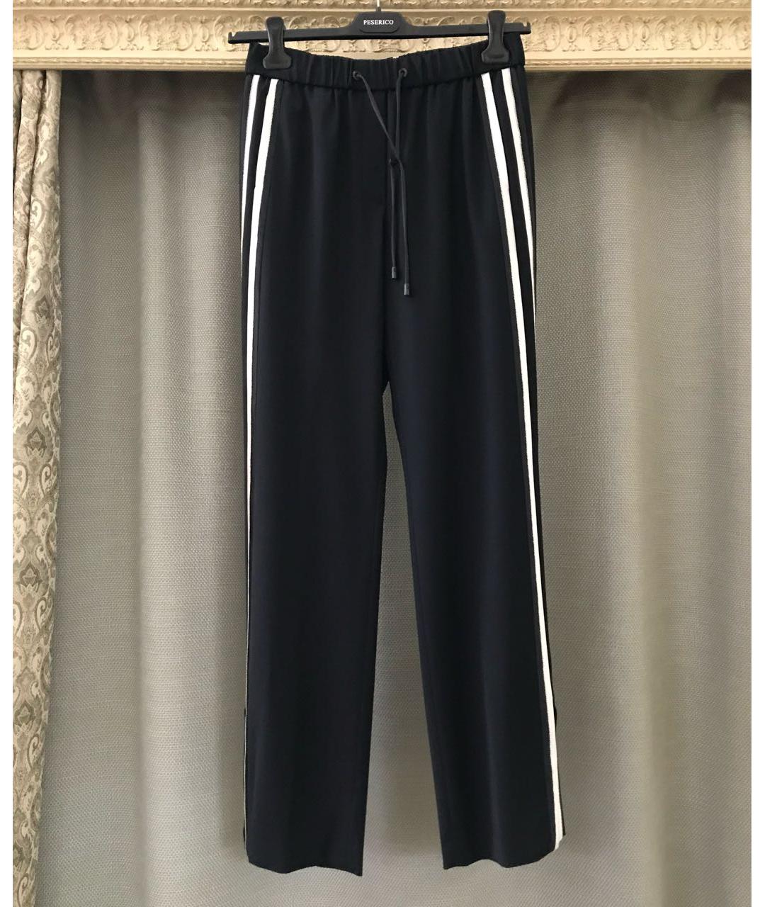 PESERICO Темно-синие шерстяные прямые брюки, фото 6