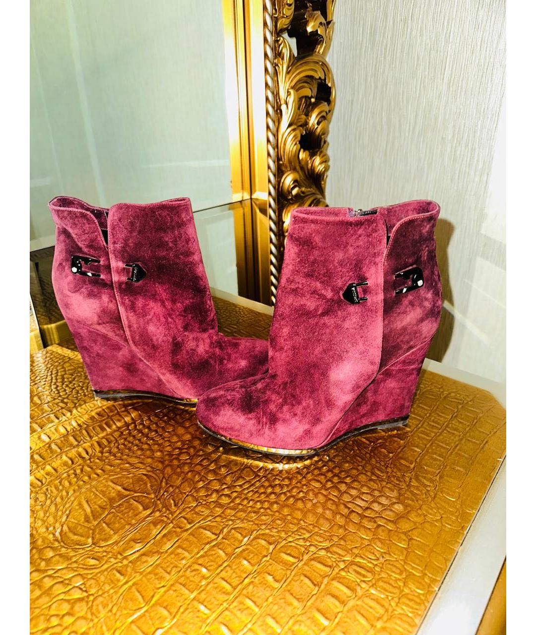 LE SILLA Бордовые замшевые ботинки, фото 2