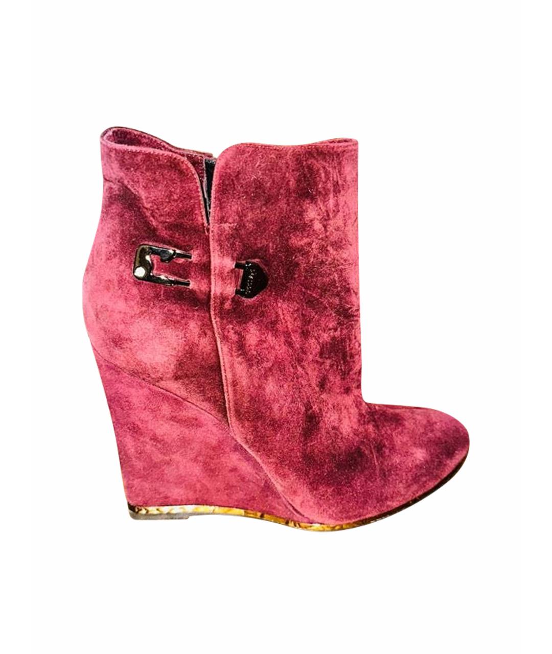 LE SILLA Бордовые замшевые ботинки, фото 1