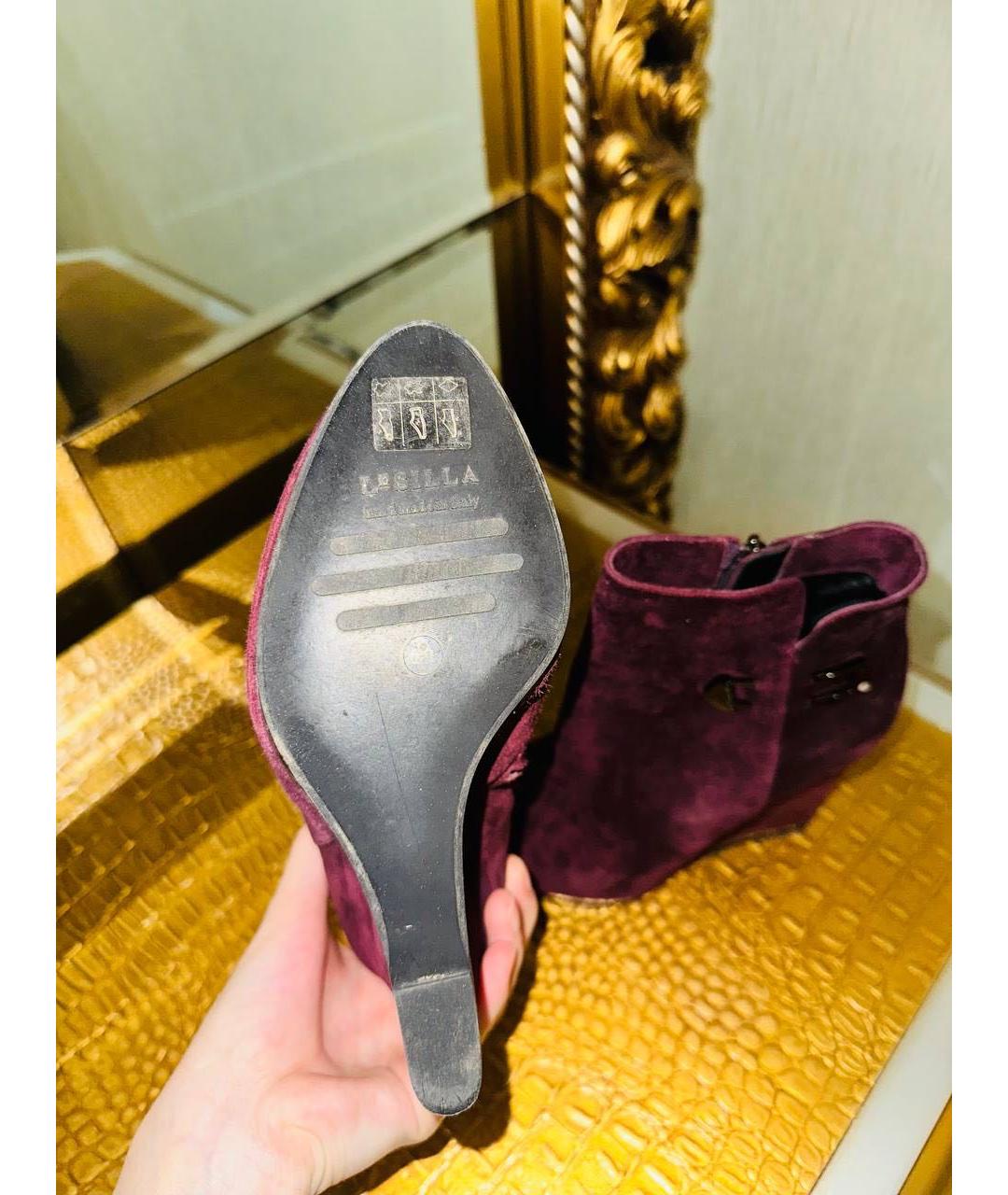 LE SILLA Бордовые замшевые ботинки, фото 3