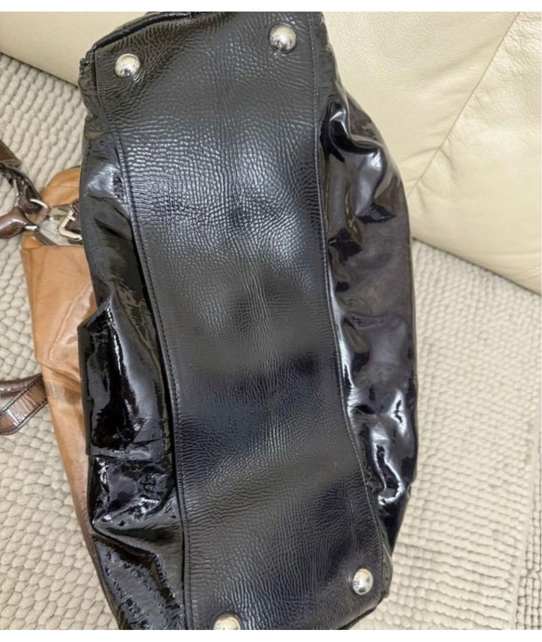 PRADA Коричневая сумка с короткими ручками из лакированной кожи, фото 4