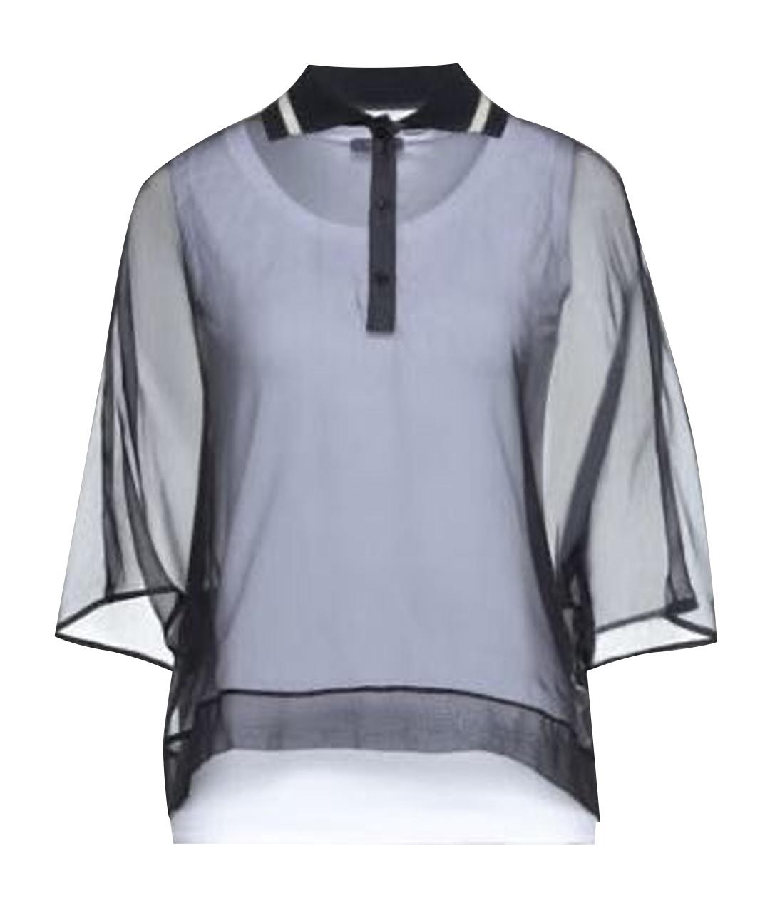 PESERICO Темно-синяя шелковая блузы, фото 1