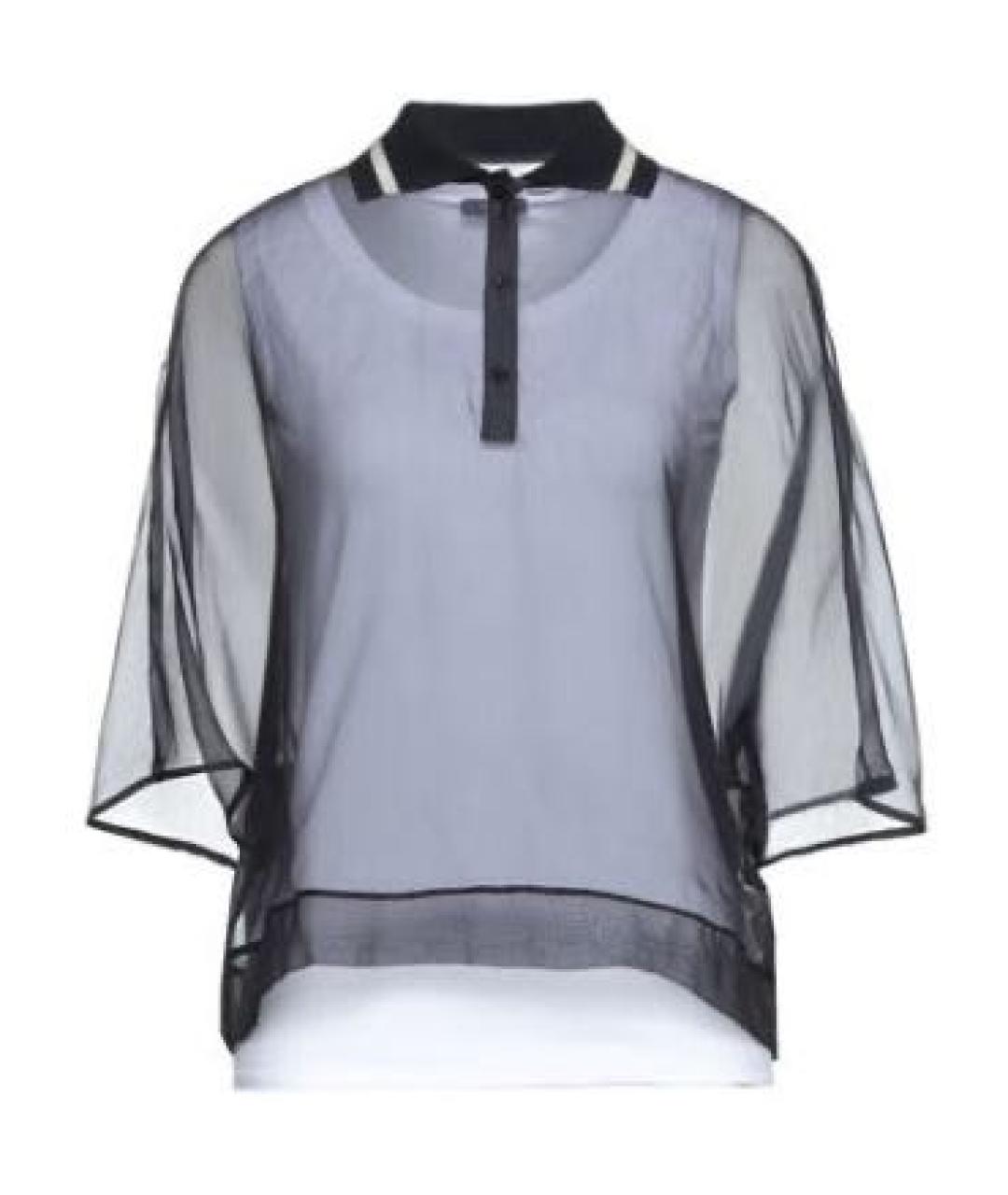 PESERICO Темно-синяя шелковая блузы, фото 9