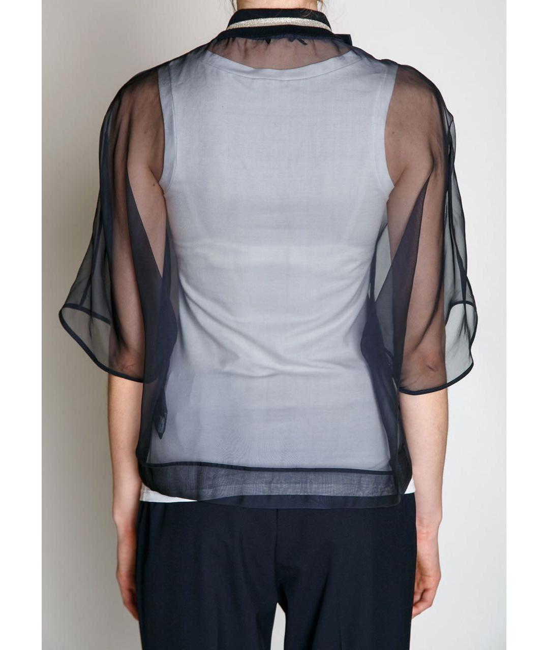 PESERICO Темно-синяя шелковая блузы, фото 3