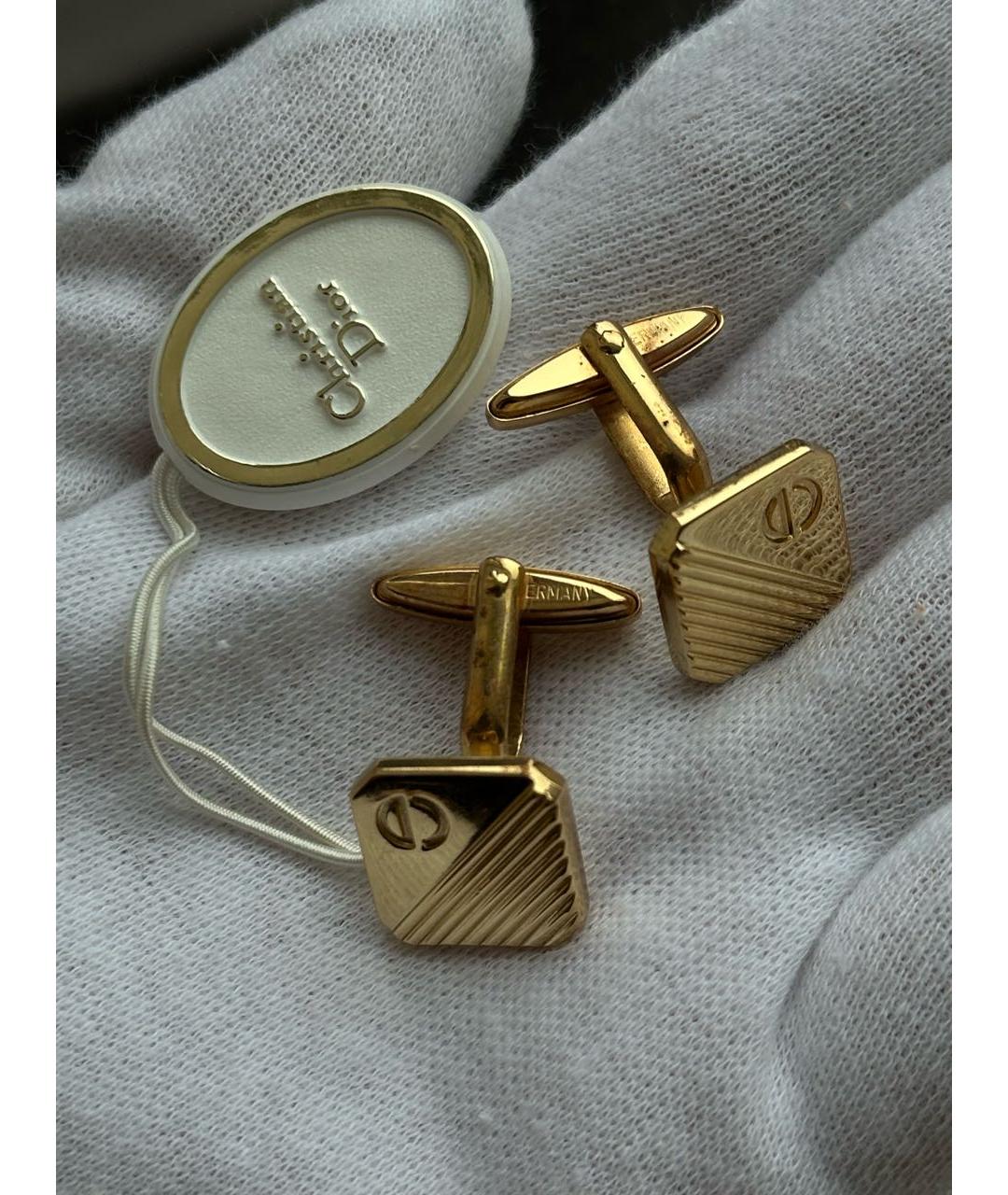 CHRISTIAN DIOR Золотые металлические запонки, фото 5
