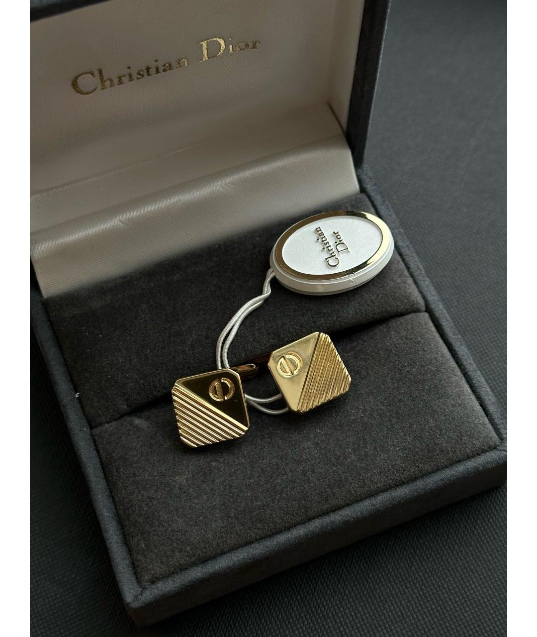 CHRISTIAN DIOR Золотые металлические запонки, фото 3