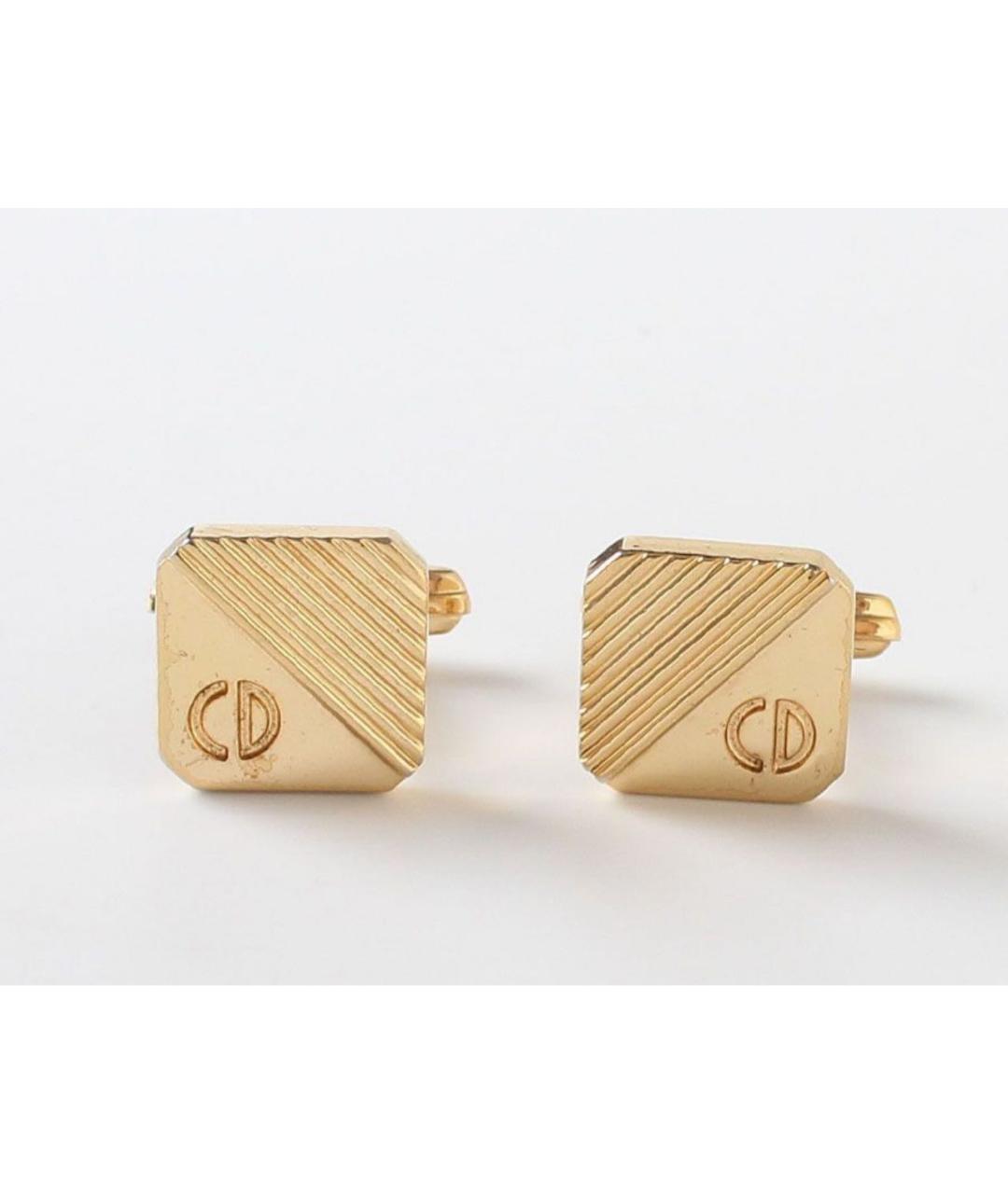 CHRISTIAN DIOR Золотые металлические запонки, фото 6